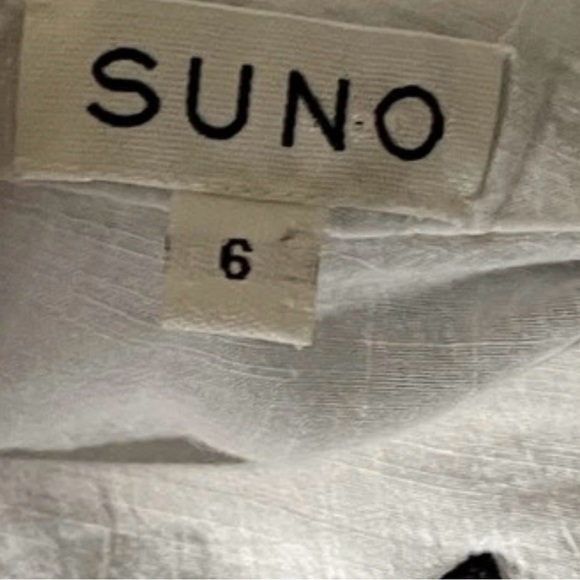 Suno White Embroidered Tunic Dress Boho Cottagecore Floral Appliqué Size 6 - Picture 7 of 14